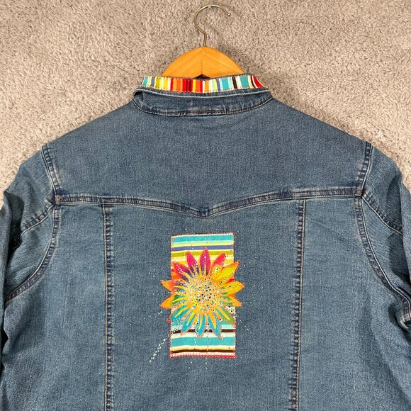 DISTINCT Jean Jacket Women's Designed Colorful Denim Jacket - Picture 4 of 13